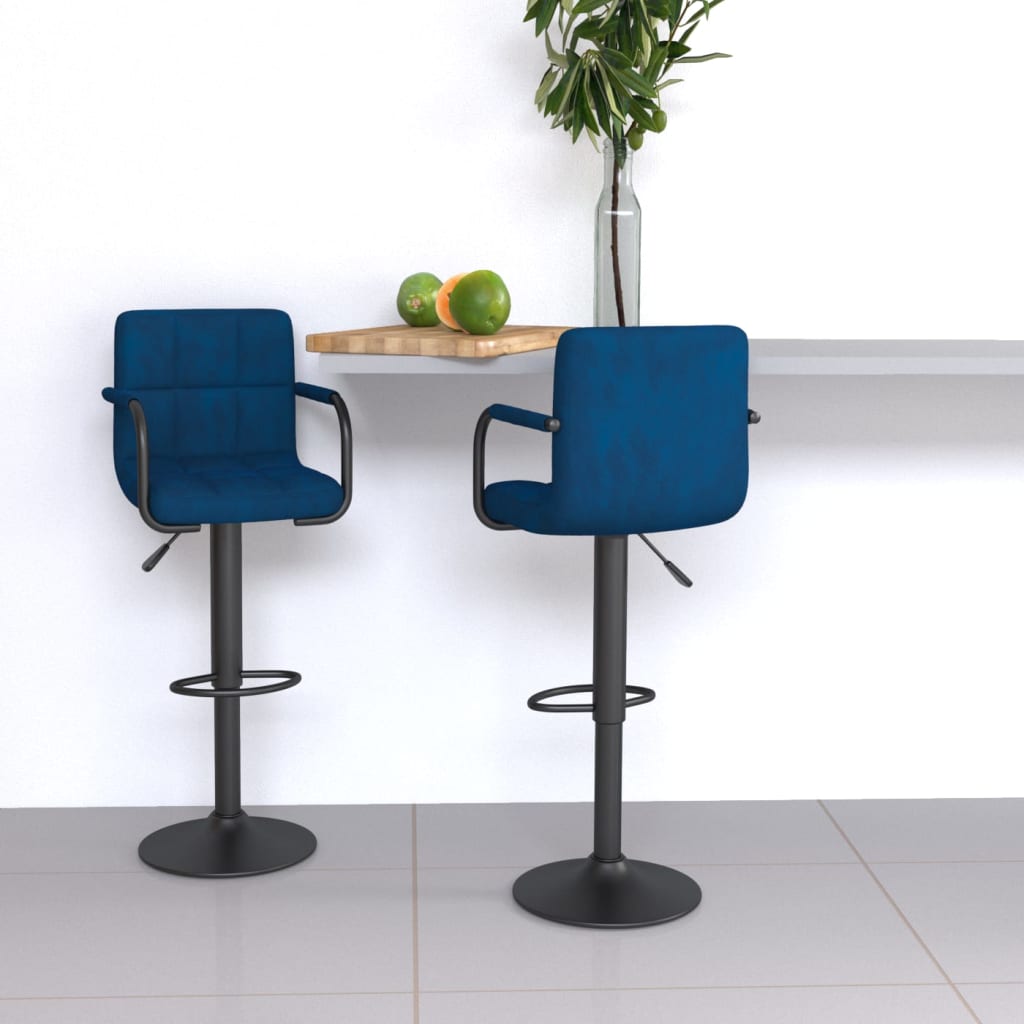 VidaXL Barkrukken 2 st fluweel blauw