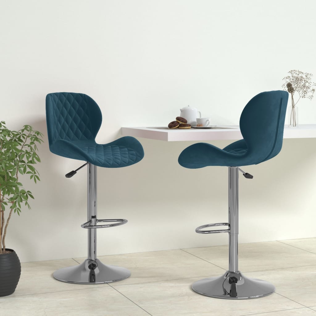 VidaXL Barkrukken 2 st fluweel blauw
