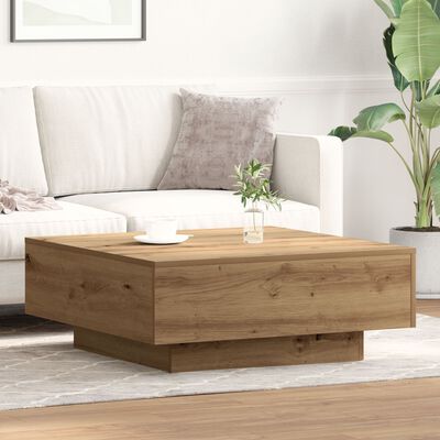 VidaXL Salontafel 80x80x31 cm bewerkt hout artisanaal eiken