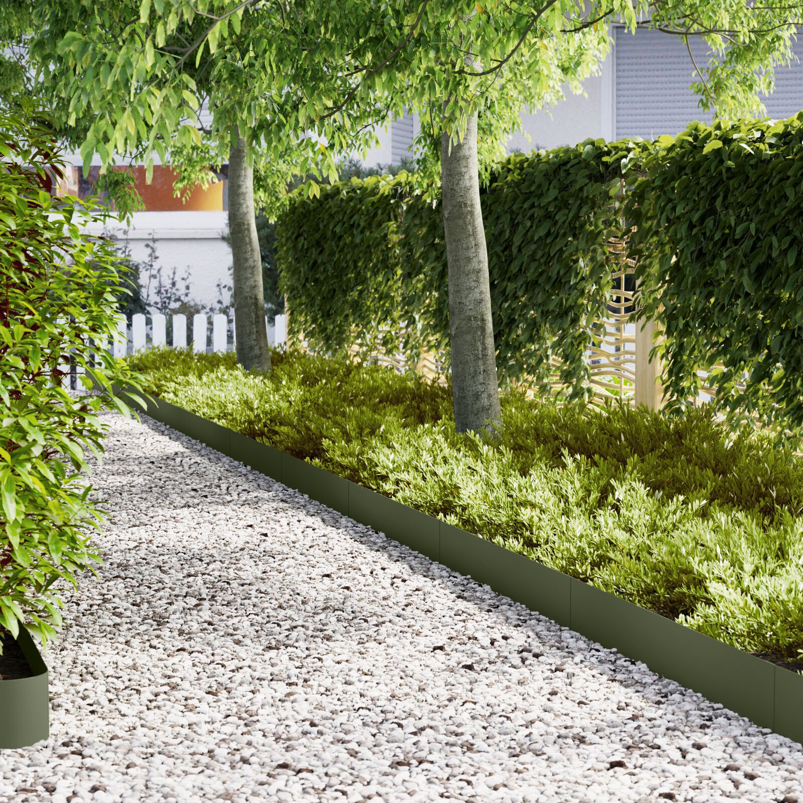 VidaXL Gazonranden 50 st 100x0,5x20 cm staal olijfgroen