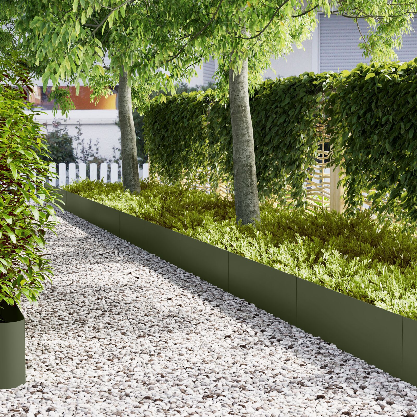 VidaXL Gazonranden 30 st 100x0,5x30 cm staal olijfgroen