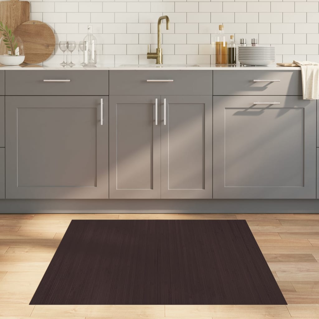VidaXL Vloerkleed rechthoekig 100x100 cm bamboe donkerbruin