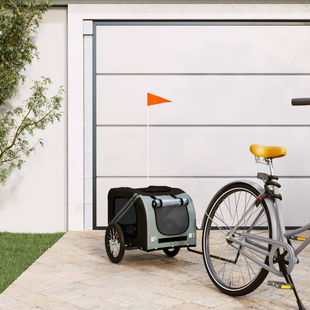 VidaXL Hondenfietstrailer oxford stof en ijzer zwart en grijs