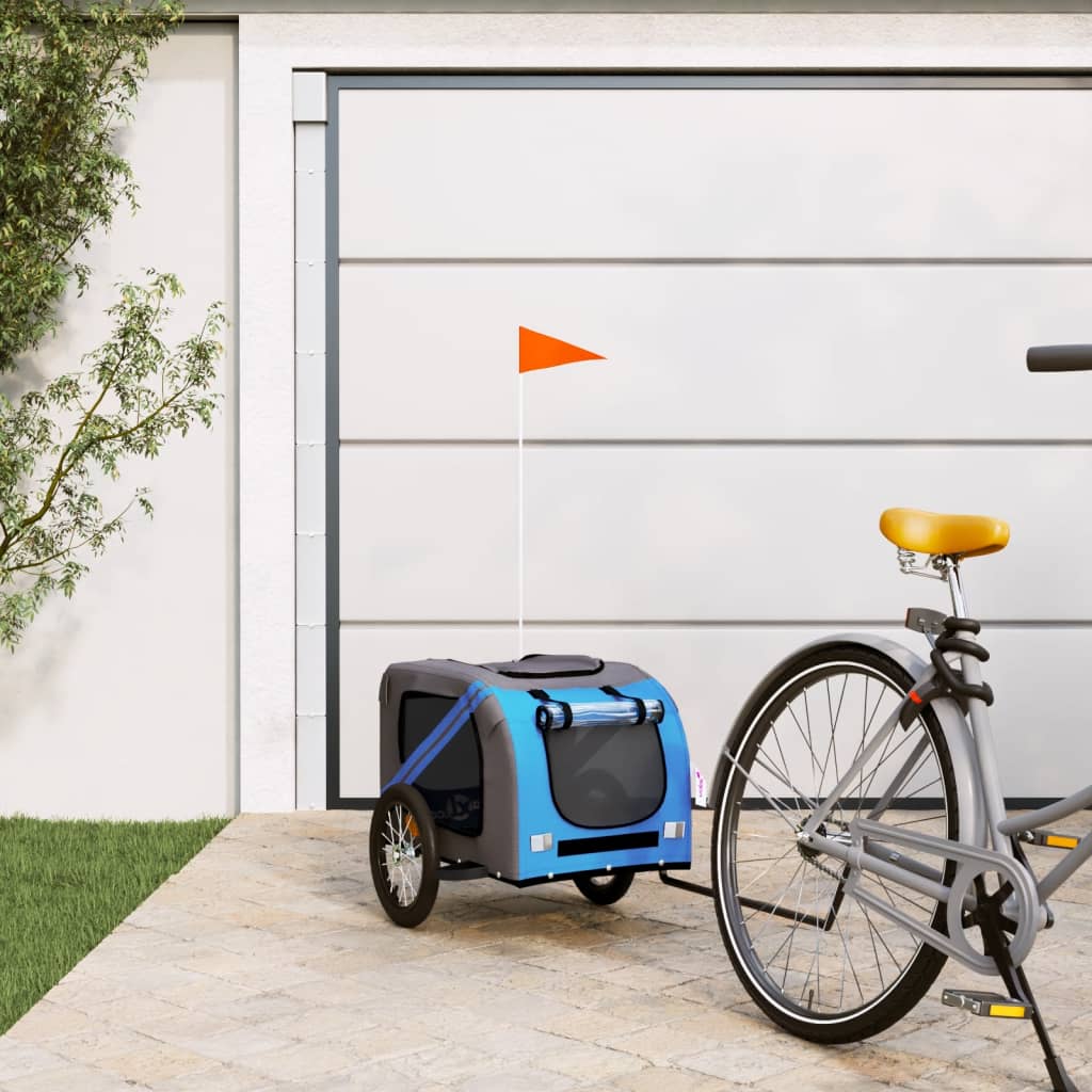 VidaXL Hondenfietstrailer oxford stof en ijzer blauw en grijs