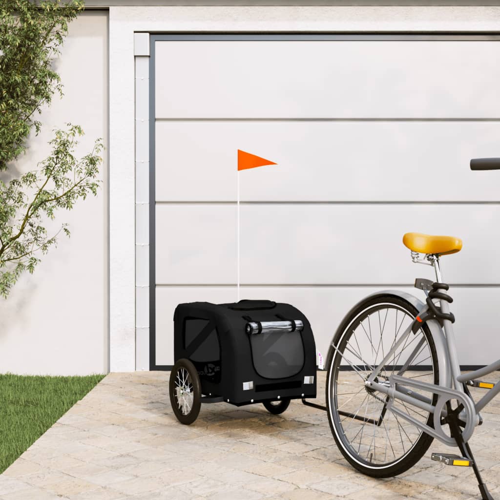 VidaXL Hondenfietstrailer oxford stof en ijzer zwart