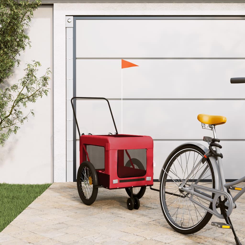 VidaXL Hondenfietstrailer oxford stof en ijzer rood en zwart