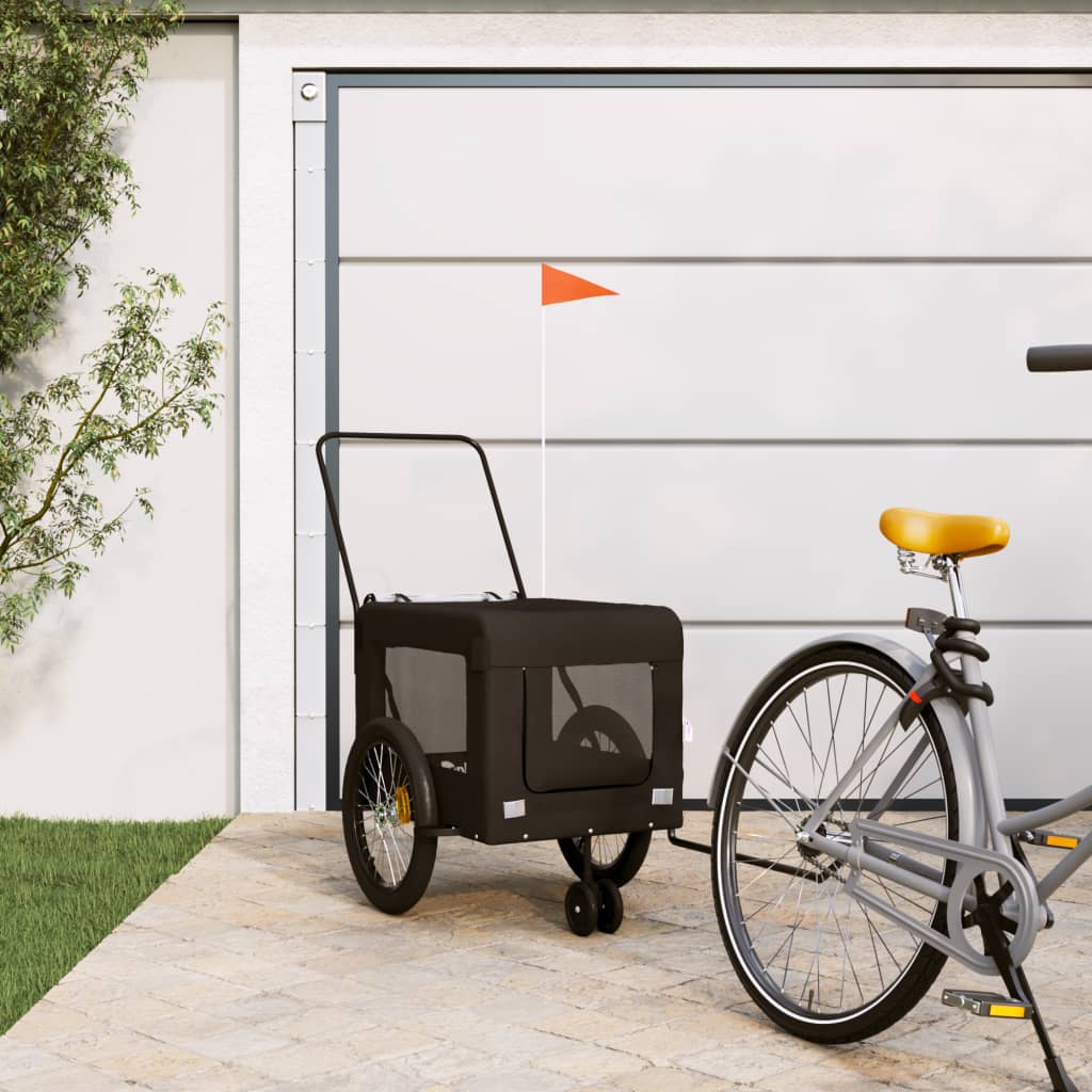 VidaXL Hondenfietstrailer oxford stof en ijzer zwart