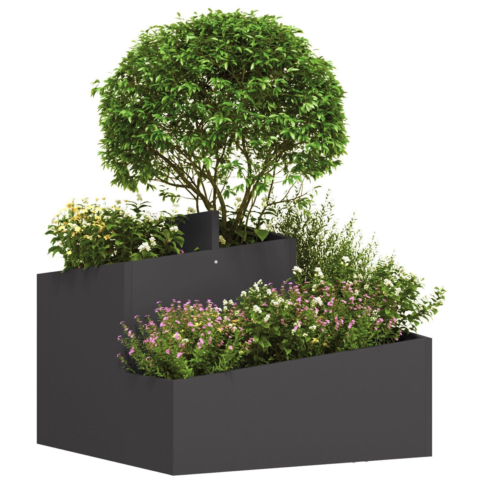 VidaXL Plastic Plantenbak Zwart Hoogwaardig polyethyleen Medium