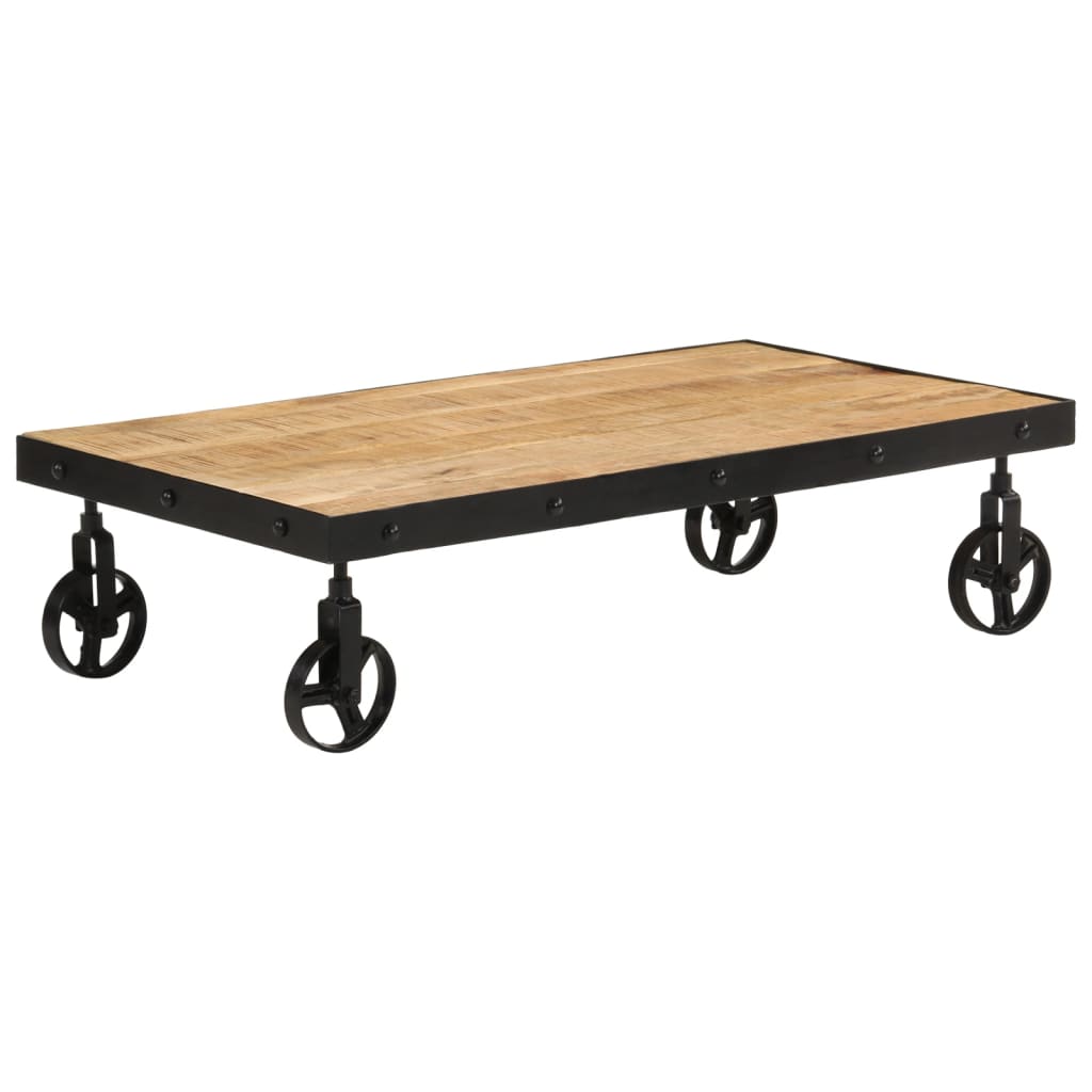 VidaXL Salontafel met wieltjes 100x55x26 cm massief mangohout